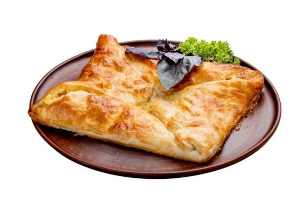 Khachapuri with mozzarella and basil 