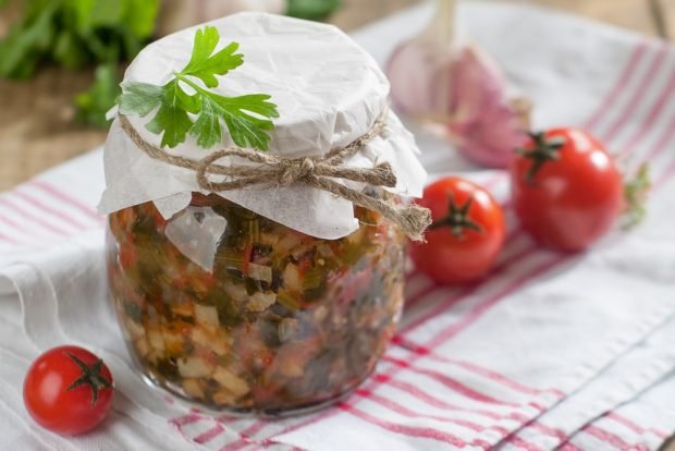 Vegetable salad with celery for winter