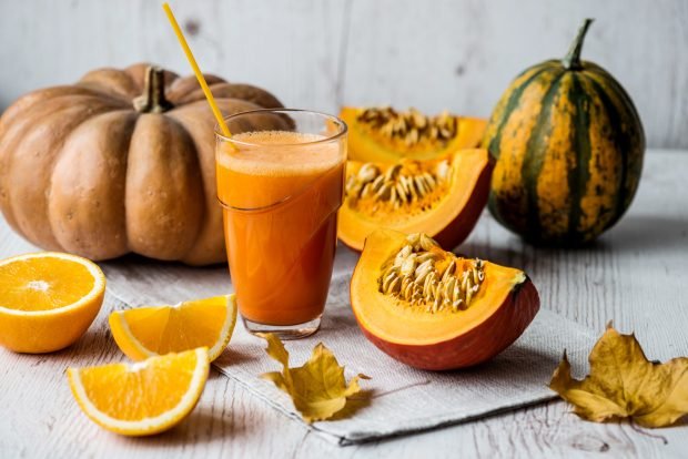 Pumpkin juice with orange for winter 