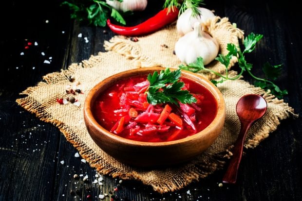 Borscht with adjika is a simple and delicious recipe, how to cook step by step