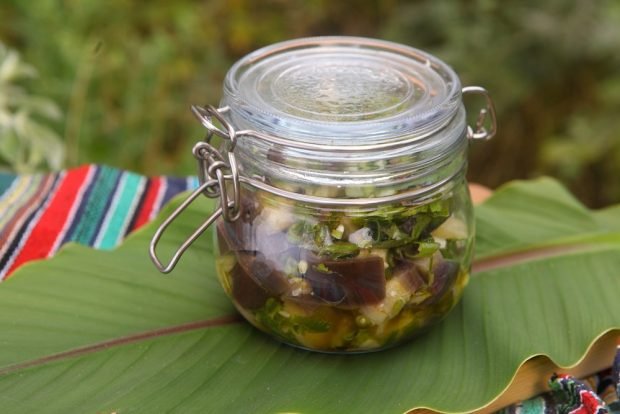 Eggplant with herbs and garlic for winter 