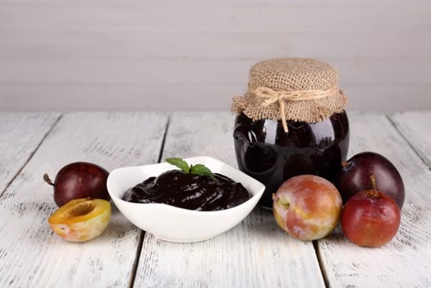 Plum jam through a meat grinder 