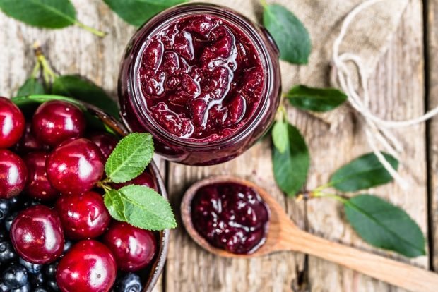 Cherry jam with pitted walnuts