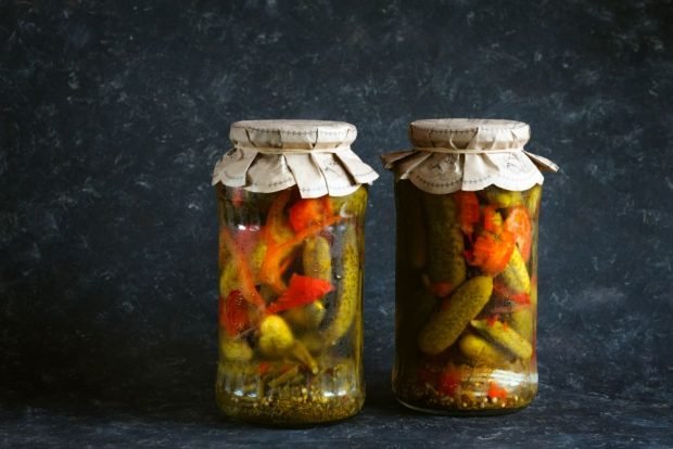 Cucumbers with pepper for winter