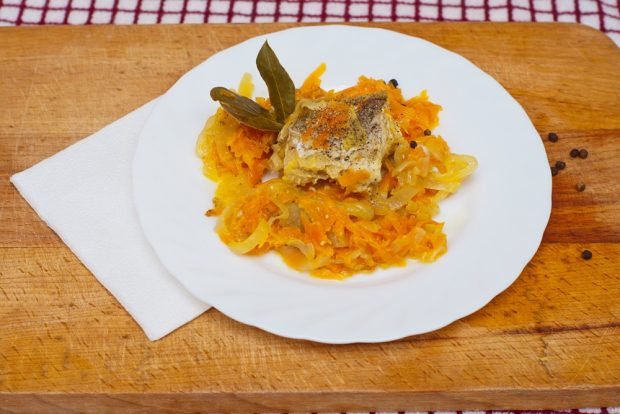 Canned pollock with vegetables for the winter 