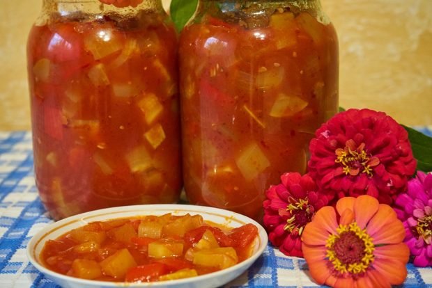 Lecho from zucchini with tomatoes without sterilization for the winter 