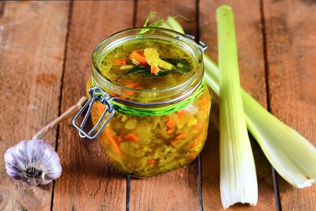 Pearl soup for winter in jars