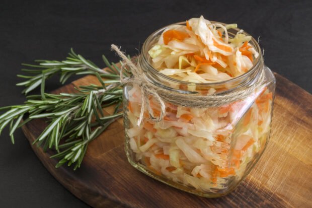 Sauerkraut in a jar for winter