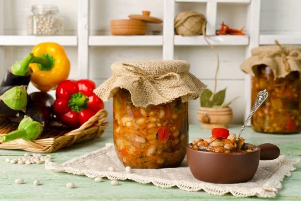 Eggplant with beans for winter 