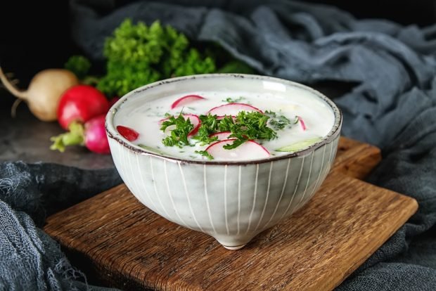 Okroshka with pickled cucumbers 