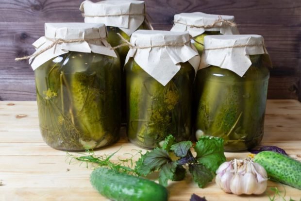 Pickled cucumbers in jars for winter