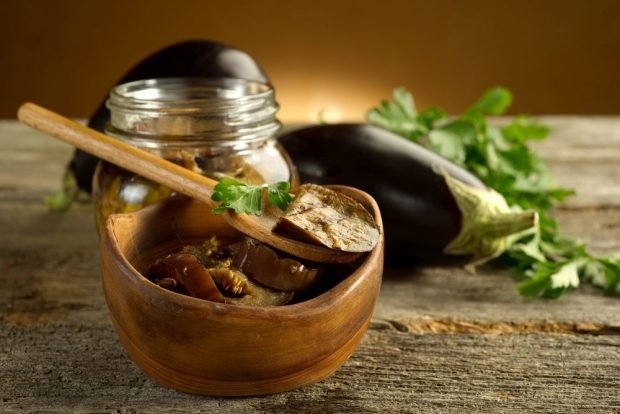 Eggplant like mushrooms with garlic for winter