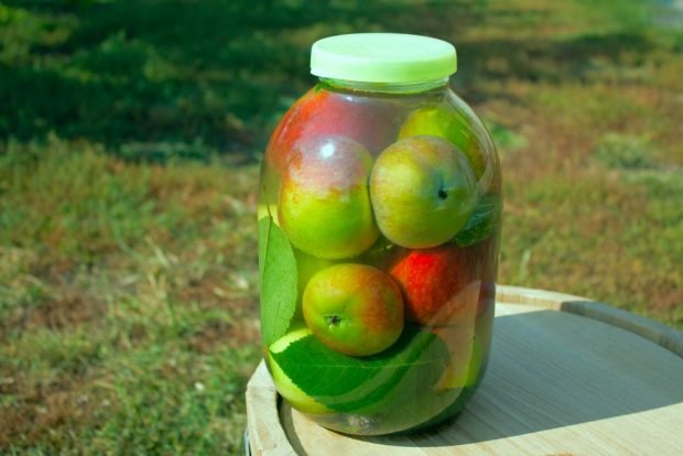 Soaked apples with sugar in jars for the winter