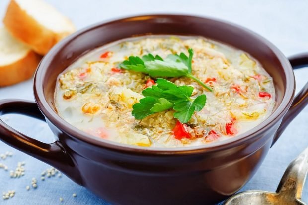 Milk soup with quinoa and vegetables