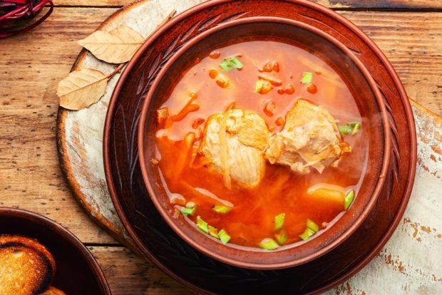 Borscht with salmon