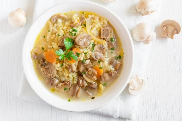 Chicken soup with millet and mushrooms