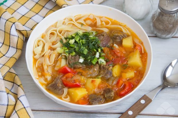 Lagman with beef and ready noodles – a simple and delicious recipe with photos (step by step)