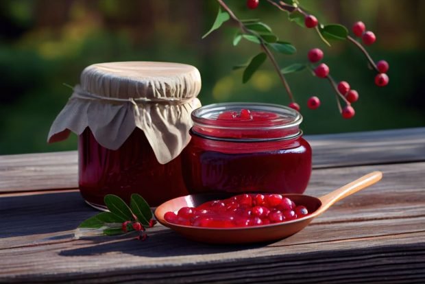 Lingonberries in their own juice for the winter