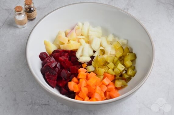 Vinaigrette with Korean carrots: photo of recipe preparation, step 2