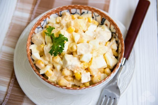 Classic salad with chicken and pineapples