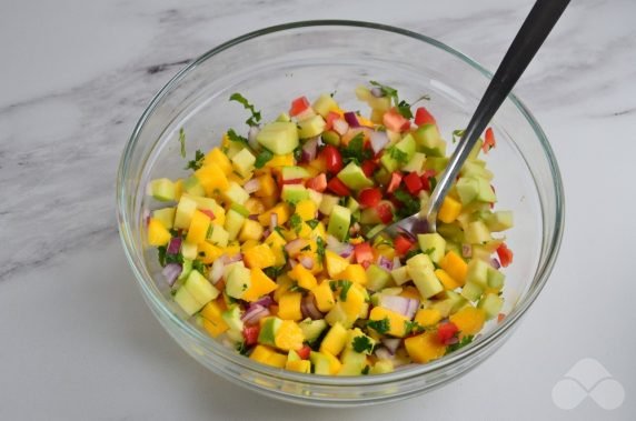 Salsa salad with apples and mango: photo of recipe preparation, step 2