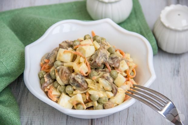 Salad with fried mushrooms, eggs and Korean carrots