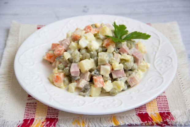 Olivier salad with ham