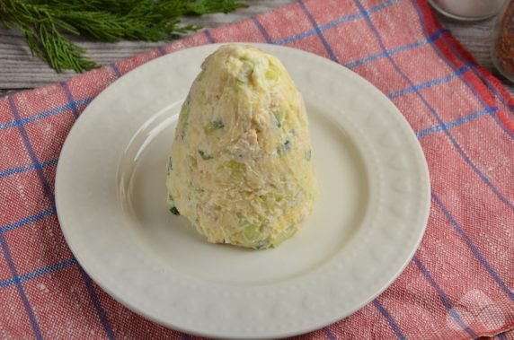 Herringbone salad with chicken and cheese: photo of recipe preparation, step 9